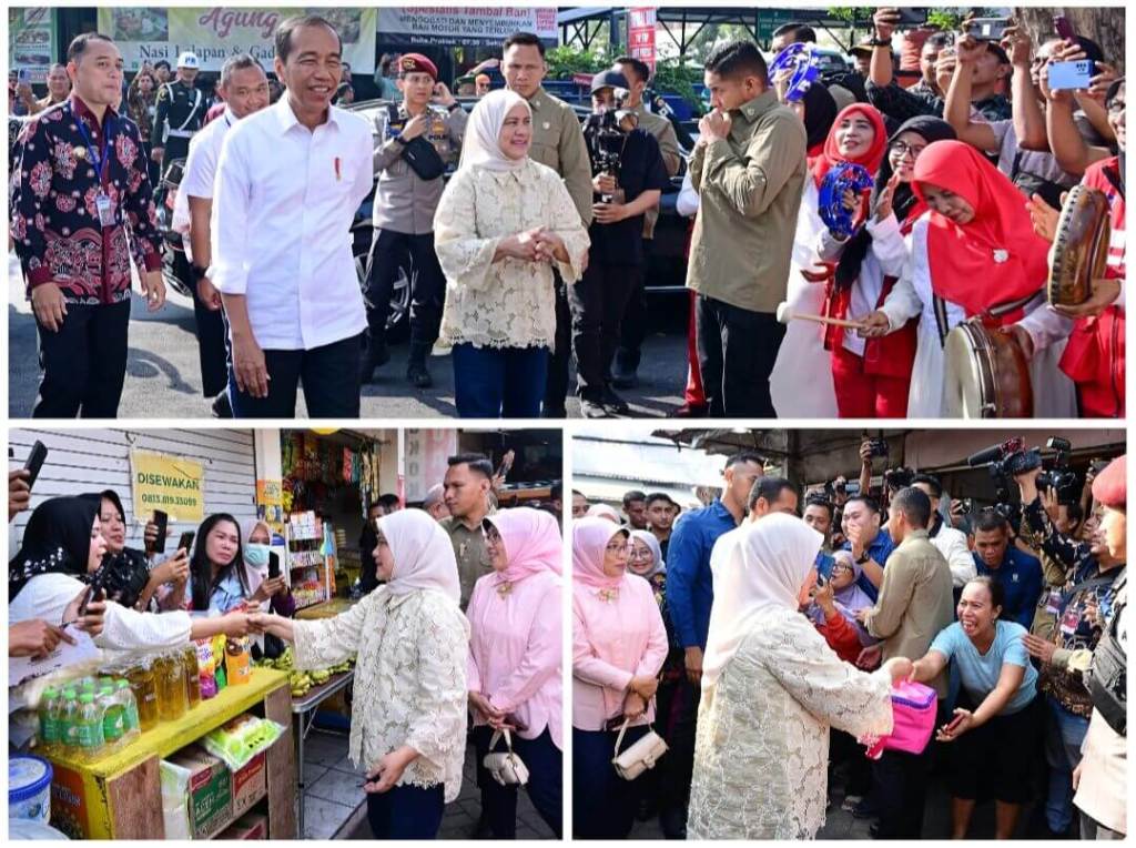 Presiden Jokowi Tinjau Harga Kebutuhan Pokok di Pasar Dukuh Kupang,&nbsp;Surabaya